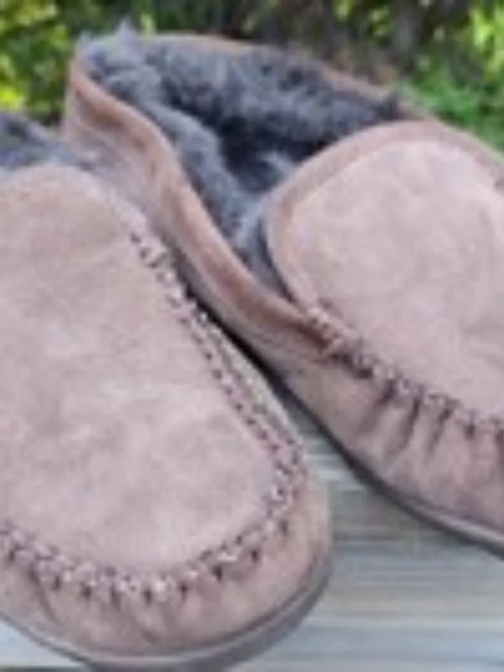 LL BEAN Wicked Good Moccasins Men's 11 Brown Suede Shearling Slippers 296508